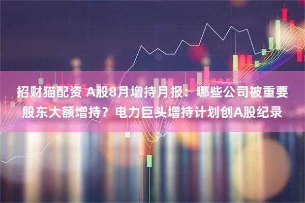 招财猫配资 A股8月增持月报：哪些公司被重要股东大额增持？电力巨头增持计划创A股纪录