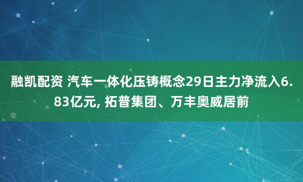 融凯配资 汽车一体化压铸概念29日主力净流入6.83亿元, 拓普集团、万丰奥威居前